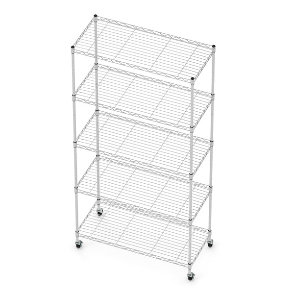 Regal Metall höhenverstellbar auf Rollen 76 x 35 x 154 cm silber