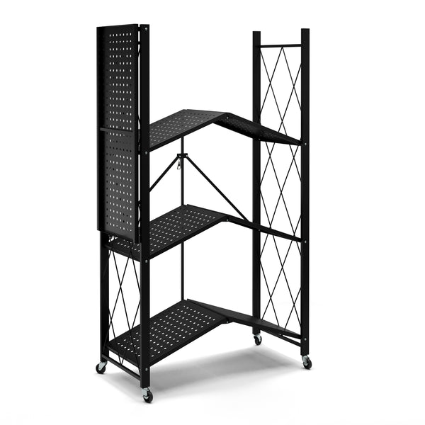 Regal Metall klappbar auf Rollen 71 x 126 cm schwarz