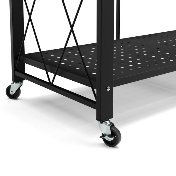 Regal Metall klappbar auf Rollen 71 x 126 cm schwarz