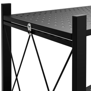 Regal Metall klappbar auf Rollen 71 x 126 cm schwarz