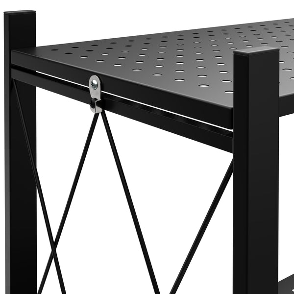 Regal Metall klappbar auf Rollen 71 x 126 cm schwarz