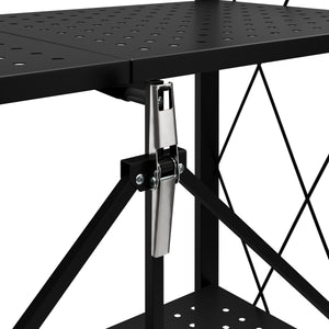 Regal Metall klappbar auf Rollen 71 x 126 cm schwarz