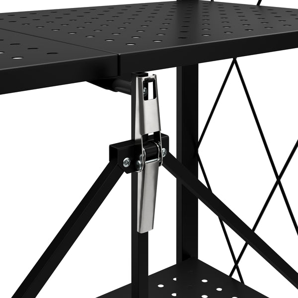 Regal Metall klappbar auf Rollen 71 x 126 cm schwarz
