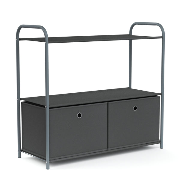 Regal mit 2 Aufbewahrungsboxen 79 x 72 cm anthrazit