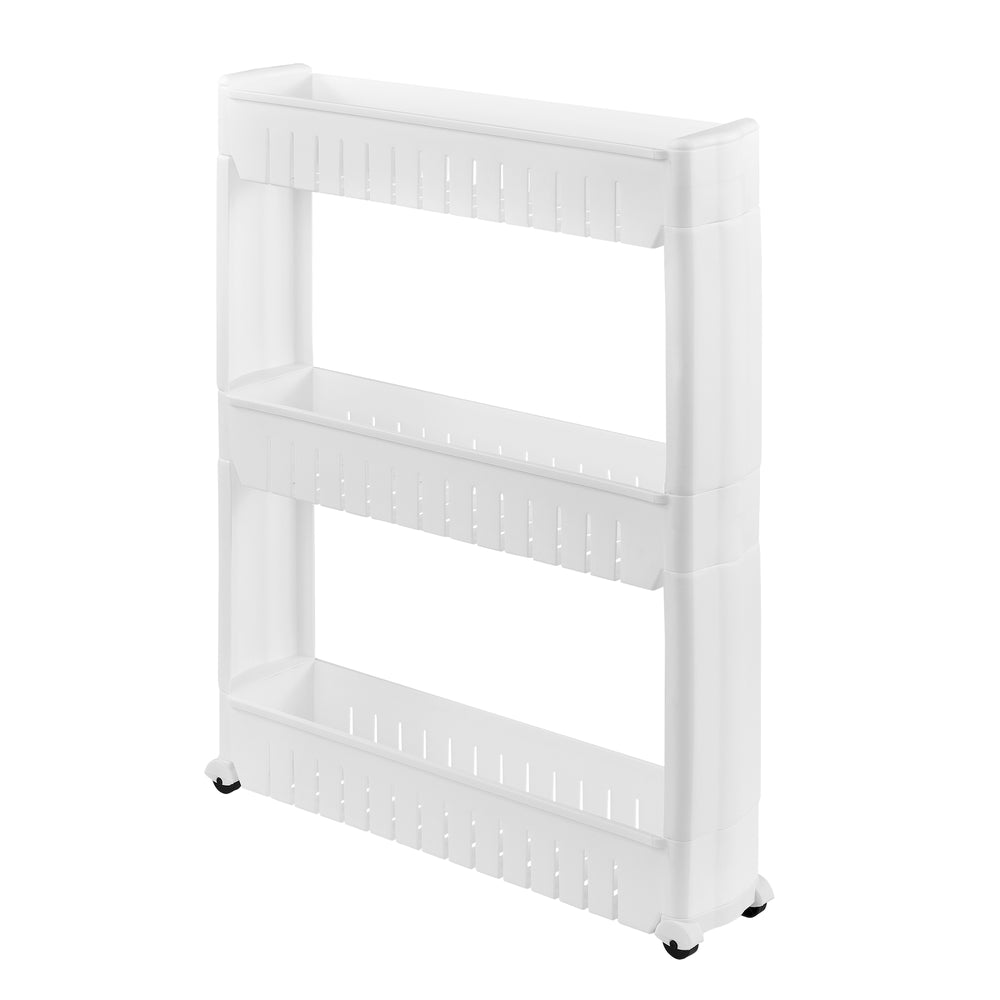 Scaffale con ruote 72x12x54,5cm 3 ripiani bianco