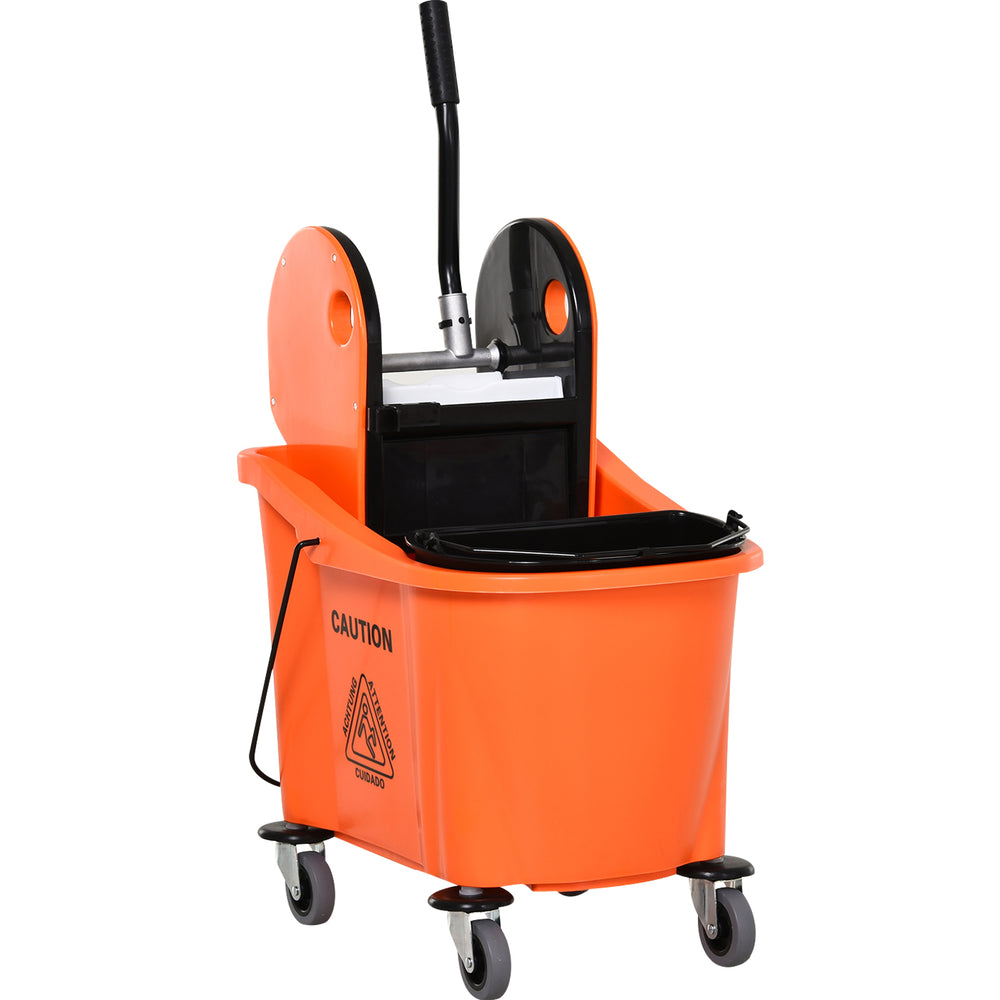 Cleaning trolley with bucket and wringing device, 36 liters