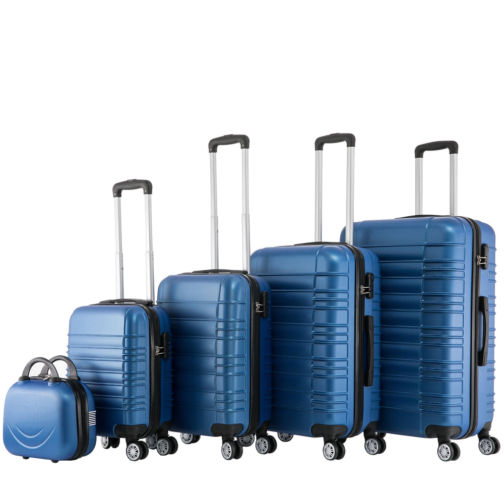 Valigie rigide in ABS, set da 5, blu