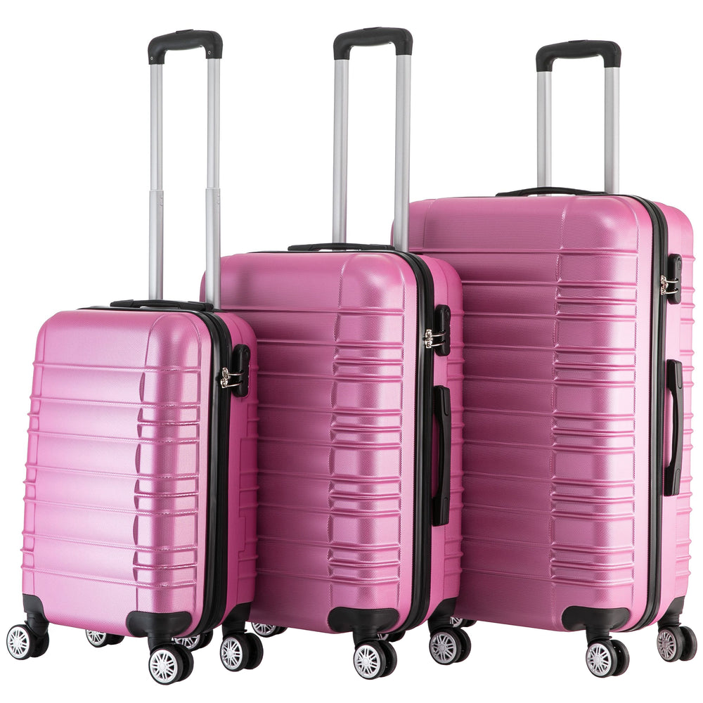 Valigia da viaggio rigida, set da 3 pezzi rosa