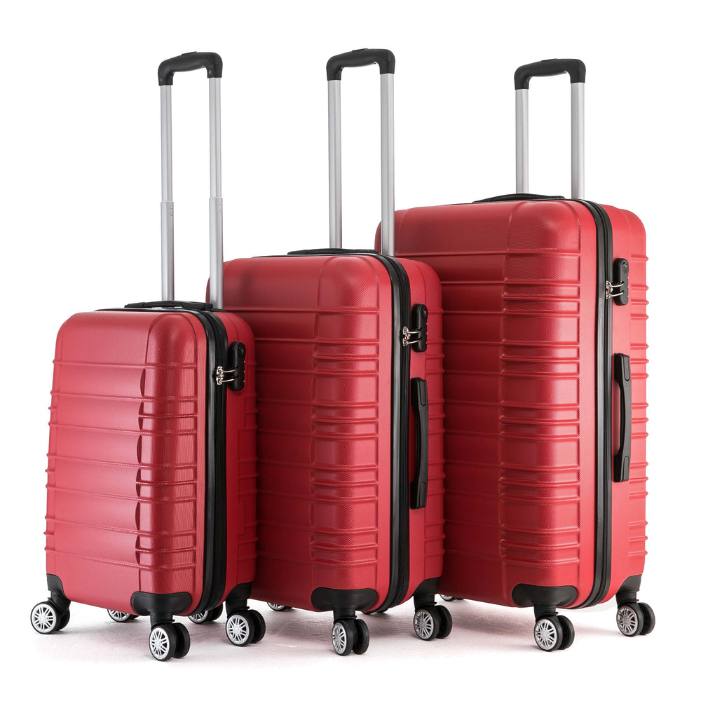 Valigia da viaggio rigida, set da 3 pezzi, rossa