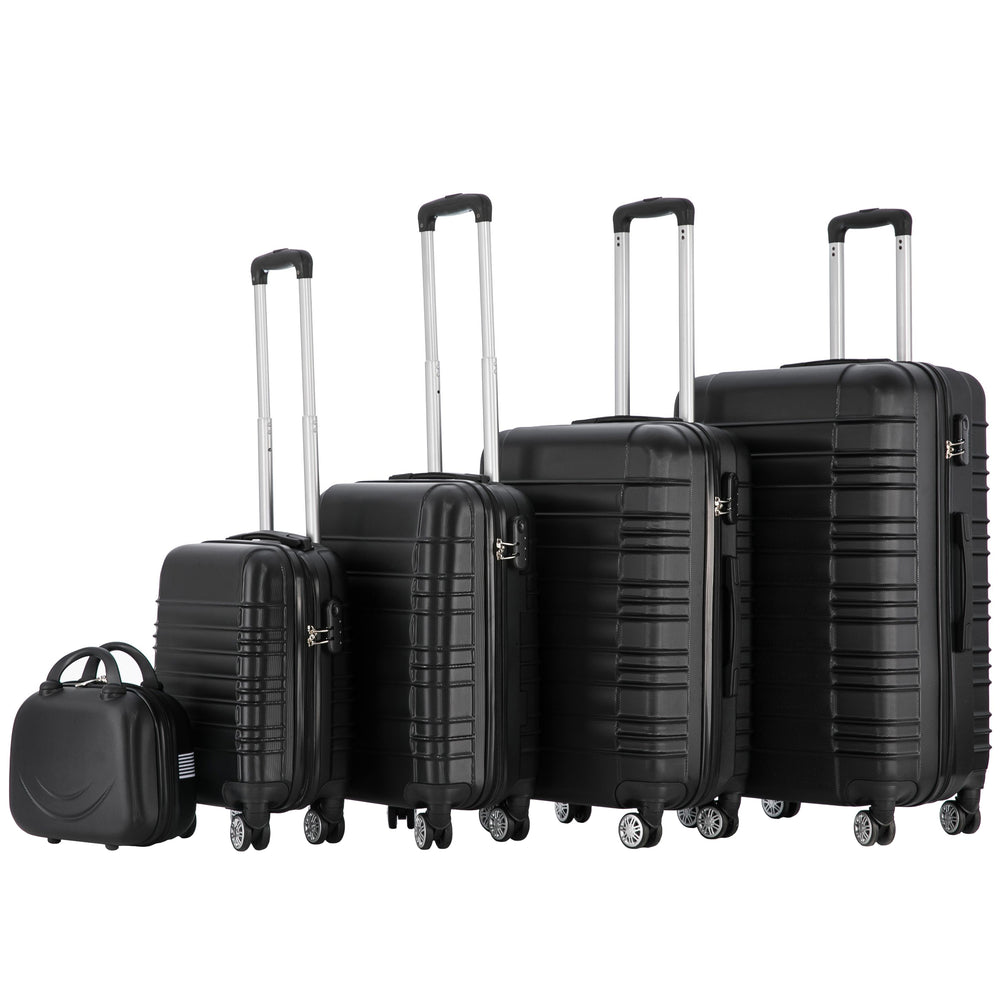 Valigia da viaggio rigida, set da 5 pezzi, nera