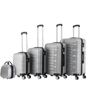ABS Reisekoffer Hartschalenkoffer 5er SET silber