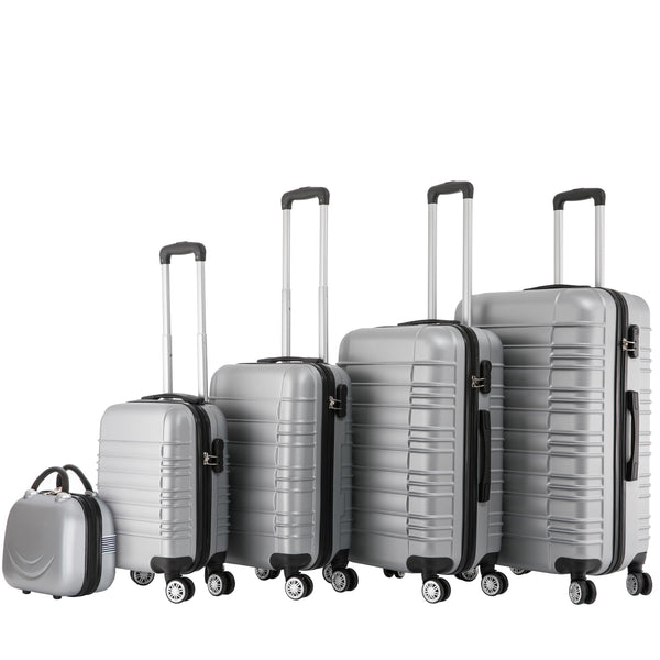 ABS Reisekoffer Hartschalenkoffer 5er SET silber