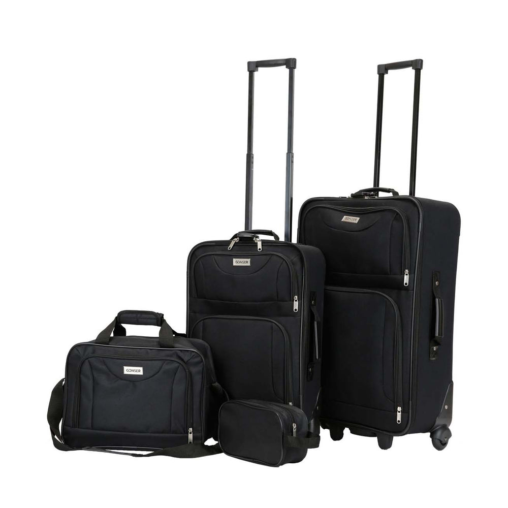 Set di 4 valigie in poliestere, nere