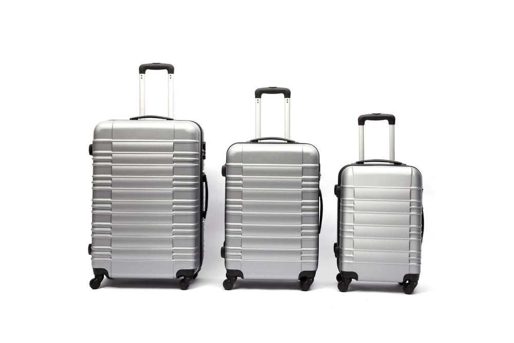 Valigia da viaggio rigida, set da 3 pezzi, argento