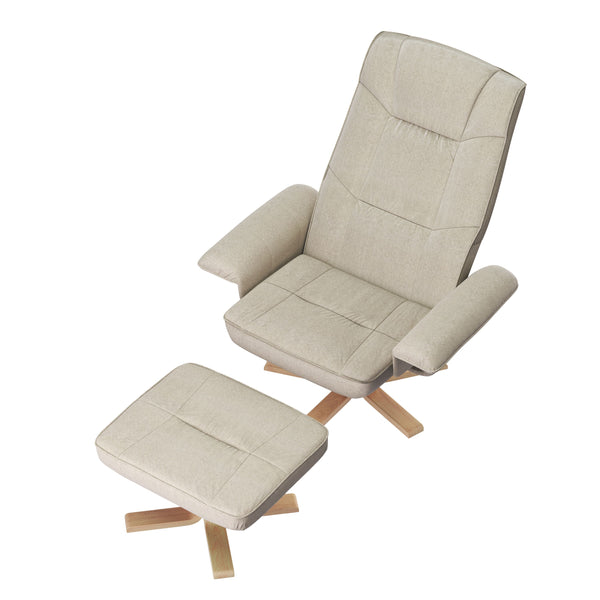 Relaxsessel DERBY mit Hocker beige