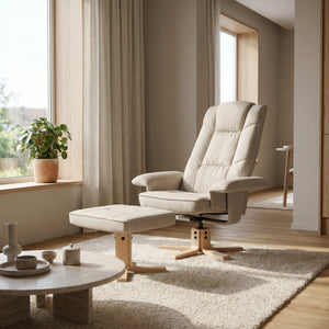 Relaxsessel DERBY mit Hocker beige