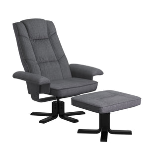 Relaxsessel DERBY mit Hocker hellgrau