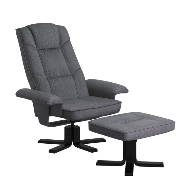 Relaxsessel DERBY mit Hocker hellgrau