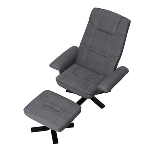 Relaxsessel DERBY mit Hocker hellgrau