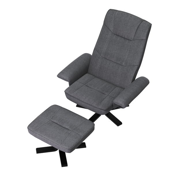 Relaxsessel DERBY mit Hocker hellgrau