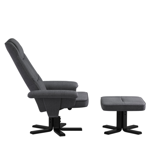 Relaxsessel DERBY mit Hocker hellgrau
