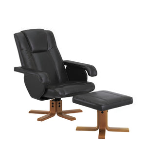 Relaxsessel Leder BREDFORD mit Hocker schwarz