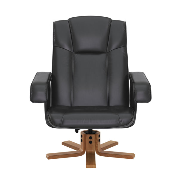 Relaxsessel Leder BREDFORD mit Hocker schwarz