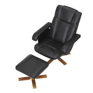 Relaxsessel Leder BREDFORD mit Hocker schwarz