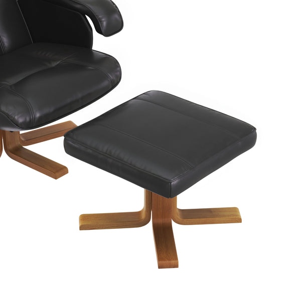 Relaxsessel Leder BREDFORD mit Hocker schwarz