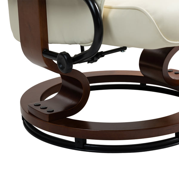 Relaxsessel Leder VITALII mit Hocker beige
