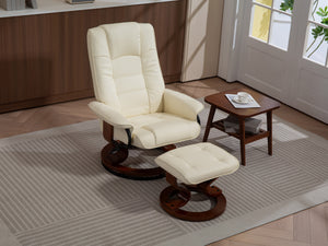 Relaxsessel Leder VITALII mit Hocker beige