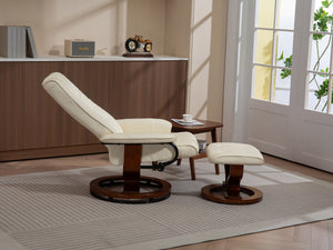 Relaxsessel Leder VITALII mit Hocker beige