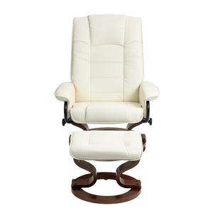 Relaxsessel Leder VITALII mit Hocker beige