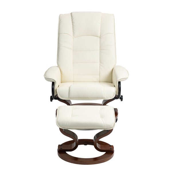 Relaxsessel Leder VITALII mit Hocker beige