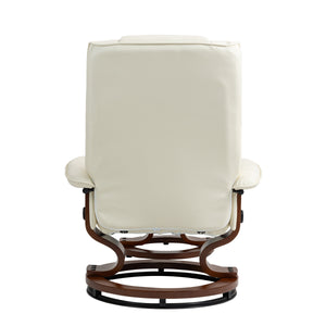 Relaxsessel Leder VITALII mit Hocker beige