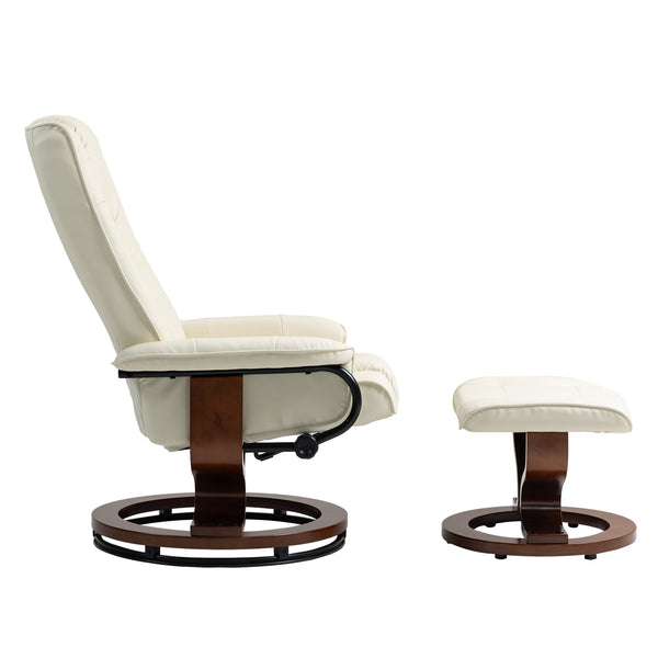 Relaxsessel Leder VITALII mit Hocker beige