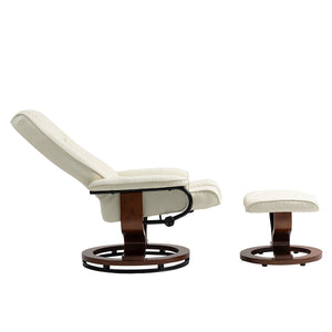 Relaxsessel Leder VITALII mit Hocker beige