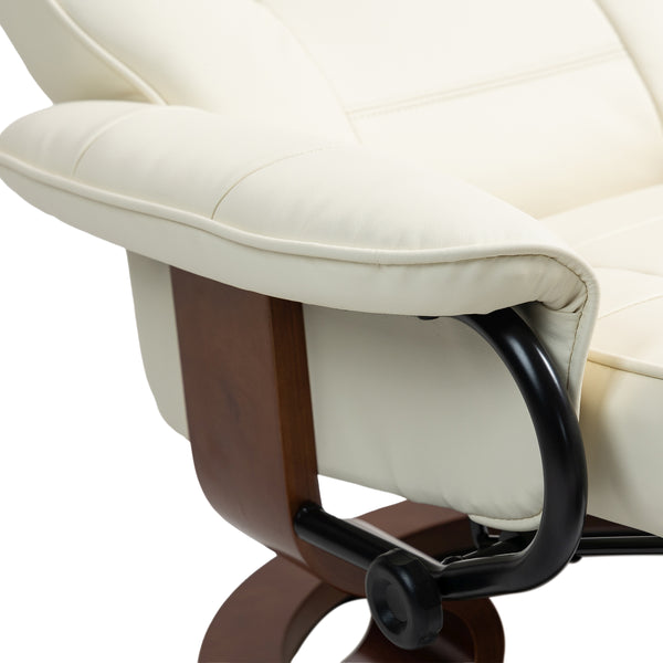 Relaxsessel Leder VITALII mit Hocker beige