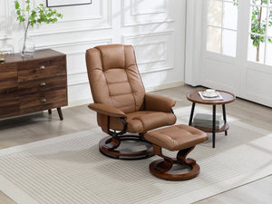 Relaxsessel Leder VITALII mit Hocker braun