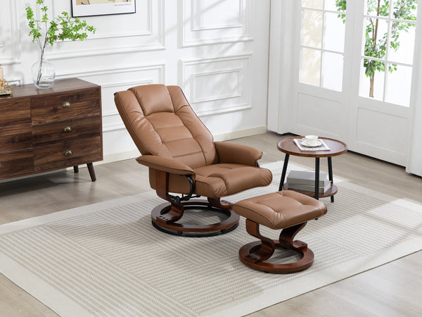 Relaxsessel Leder VITALII mit Hocker braun