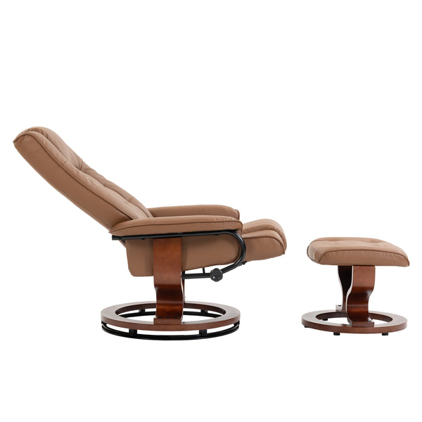 Relaxsessel Leder VITALII mit Hocker braun