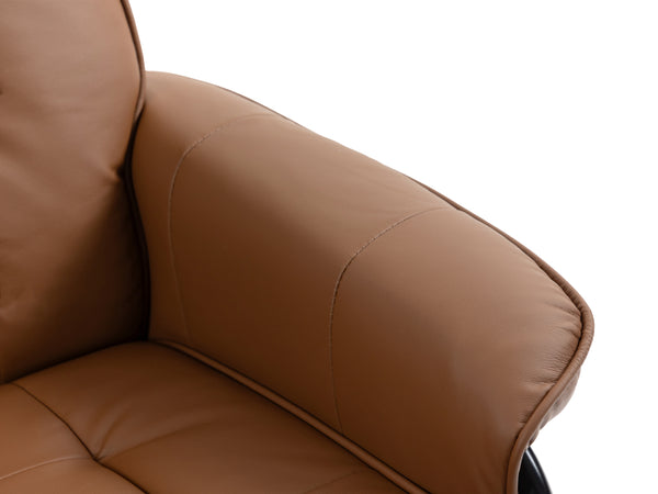 Relaxsessel Leder VITALII mit Hocker braun