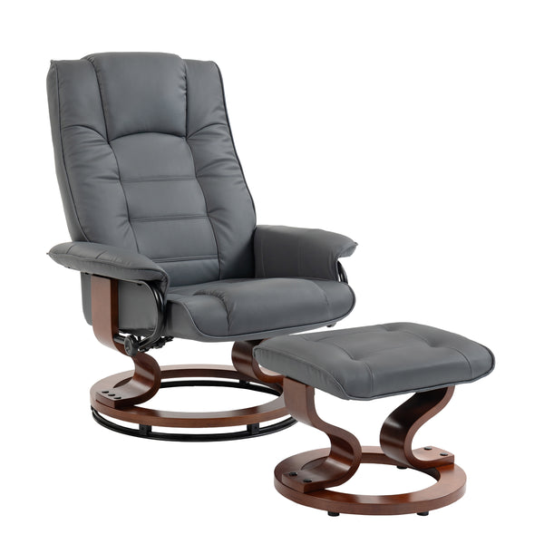 Relaxsessel Leder VITALII mit Hocker anthrazit