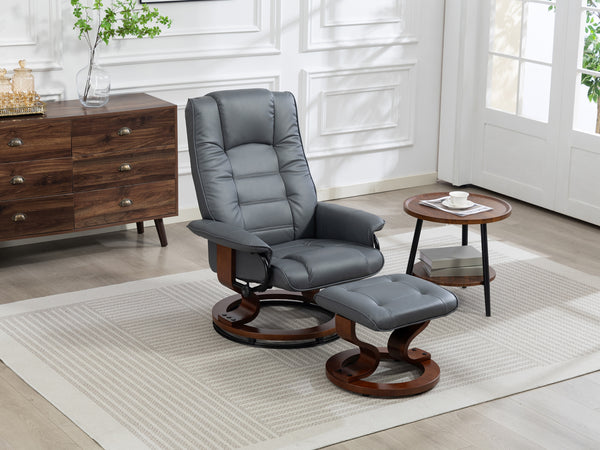 Relaxsessel Leder VITALII mit Hocker anthrazit