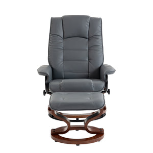 Relaxsessel Leder VITALII mit Hocker anthrazit