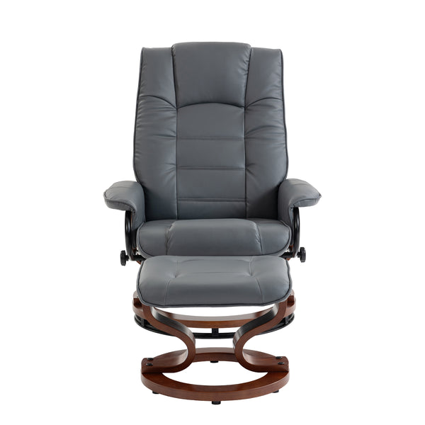 Relaxsessel Leder VITALII mit Hocker anthrazit