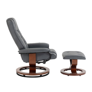 Relaxsessel Leder VITALII mit Hocker anthrazit