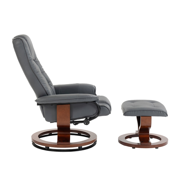 Relaxsessel Leder VITALII mit Hocker anthrazit