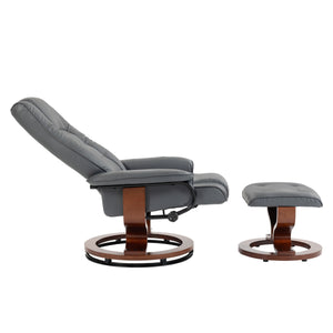 Relaxsessel Leder VITALII mit Hocker anthrazit