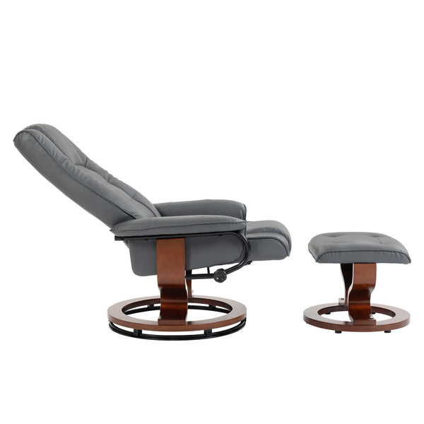 Relaxsessel Leder VITALII mit Hocker anthrazit